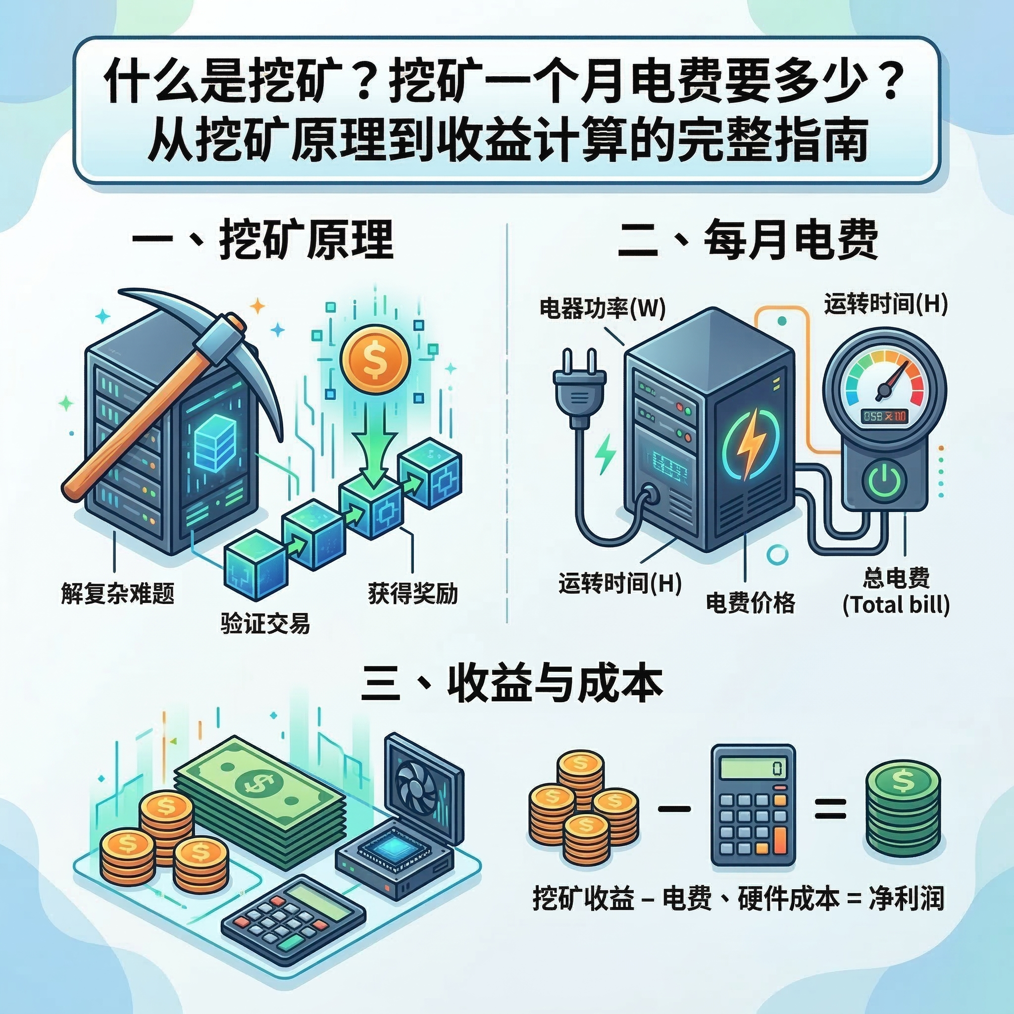 什麼是挖礦？挖礦一個月電費要多少？從挖礦原理到收益計算的完整指南