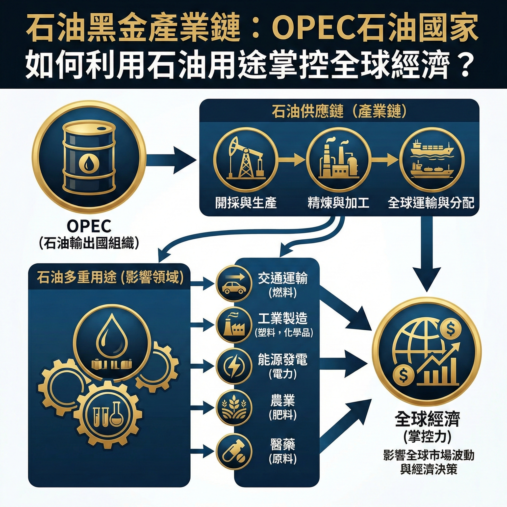 石油黑金產業鏈：OPEC石油國家如何利用石油用途掌控全球經濟？