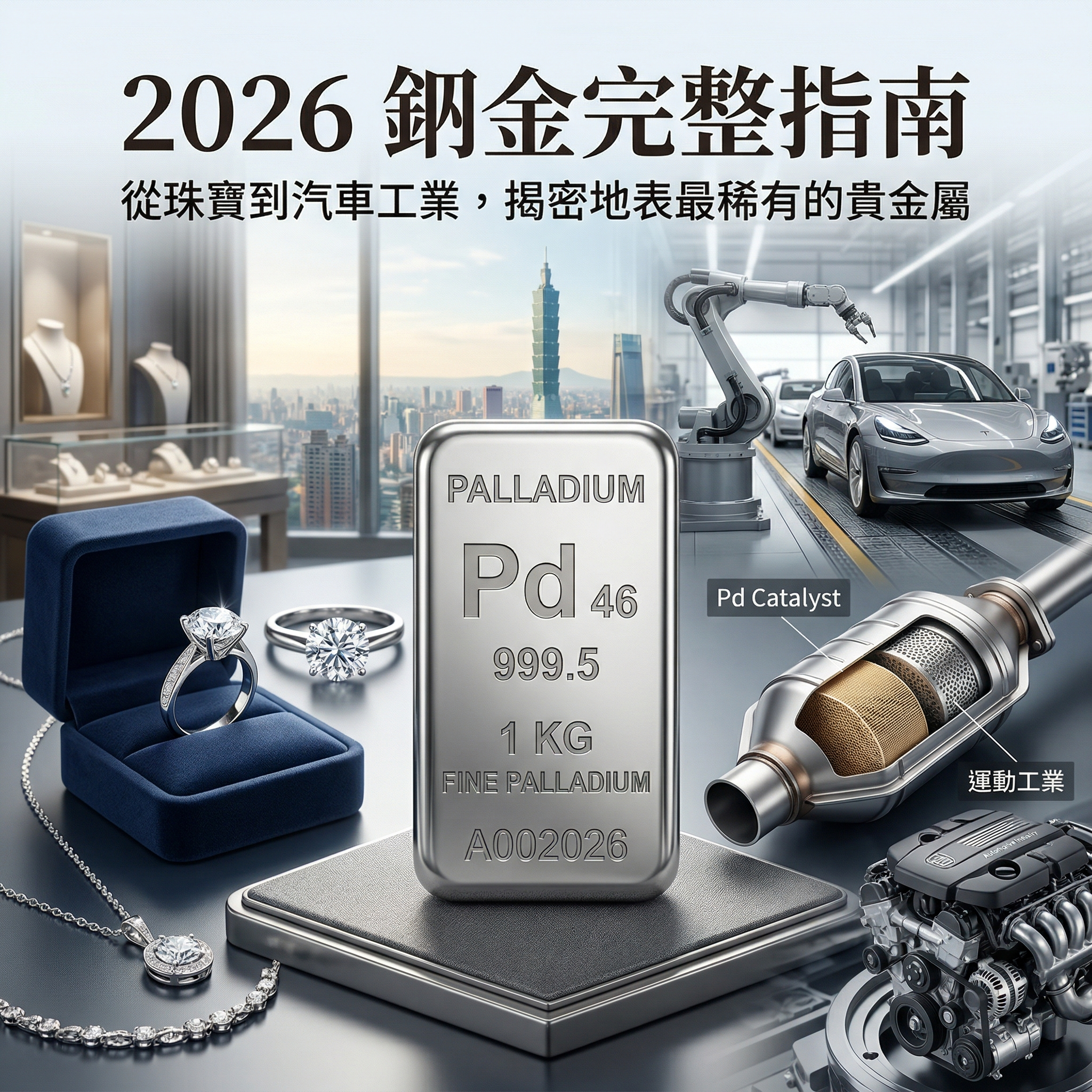2026 鈀金完整指南：從珠寶到汽車工業，揭密地表最稀有的貴金屬