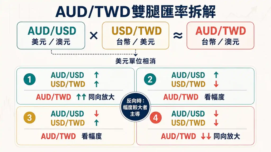 2. AUD/USD、USD/TWD與AUD/TWD的定義及計算