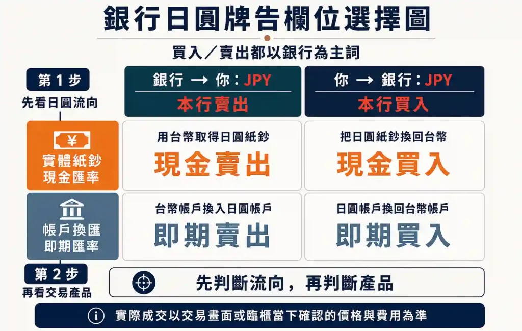 7. 用台幣換日圓要看本行買入還是本行賣出?