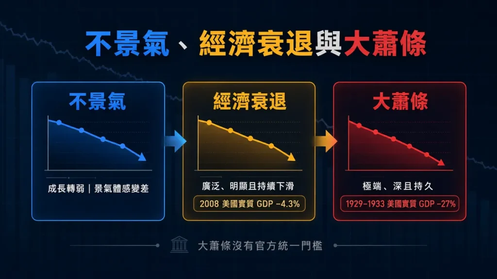 1.1. 經濟衰退、不景氣、大蕭條三個詞的分界在哪